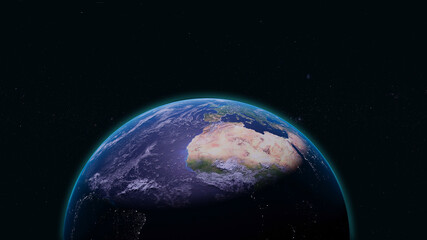 beautiful view of planet earth from the space in universe and cosmos science concept
