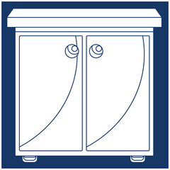 Vector bedside table. An illustration for interior decoration.