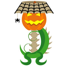 A lamp in the form of a pumpkin. Table lamp for the celebration of Halloween vector illustration.