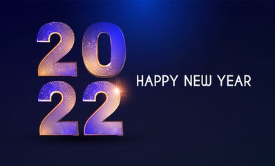 Happy new 2022 year Elegant text with light effects.