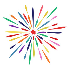 Fototapeta na wymiar Colorful firework in abstract style on white background. Holiday event illustration. Isolated vector illustration.