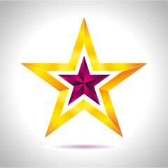 Shiny Gold Star. Christmas Illustration for design on white background