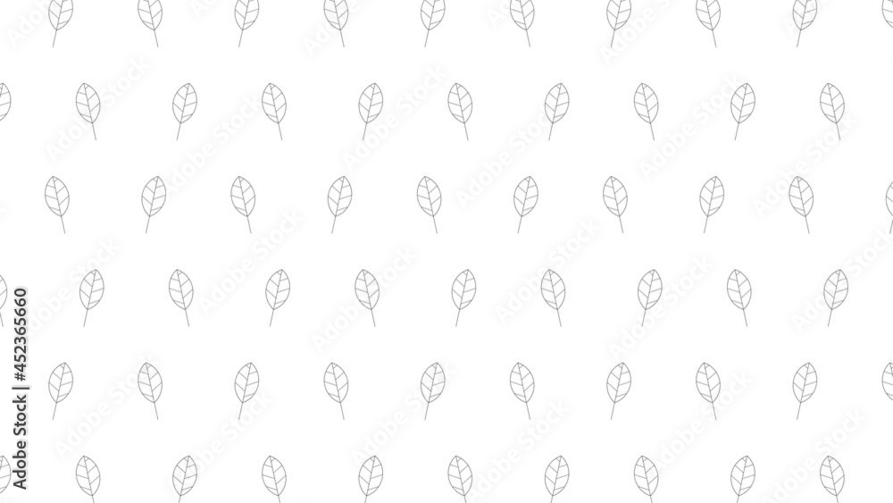 Poster elm tree leaves black thin line icons on a white background. seamless loop motion graphic pattern wi