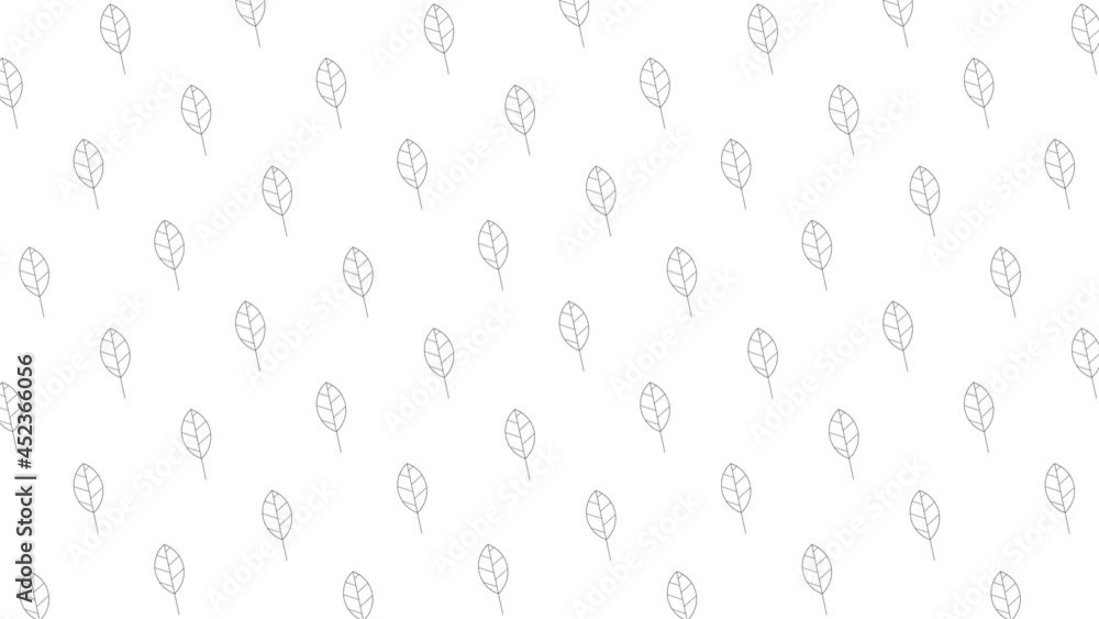 Poster elm tree leaves black thin line icons on a white background. seamless loop motion graphic pattern wi