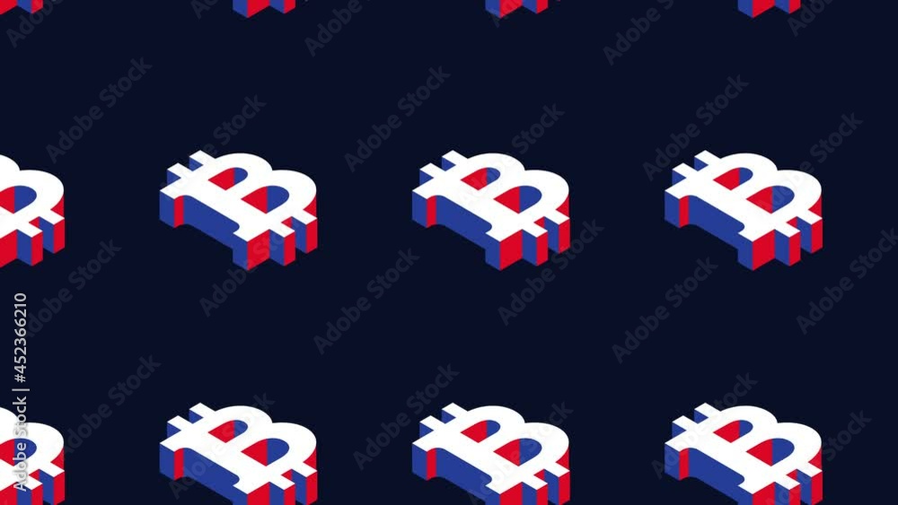 Aufkleber animated pattern with isometric symbols of cryptocurrency bitcoin. simple seamless loop modern motio