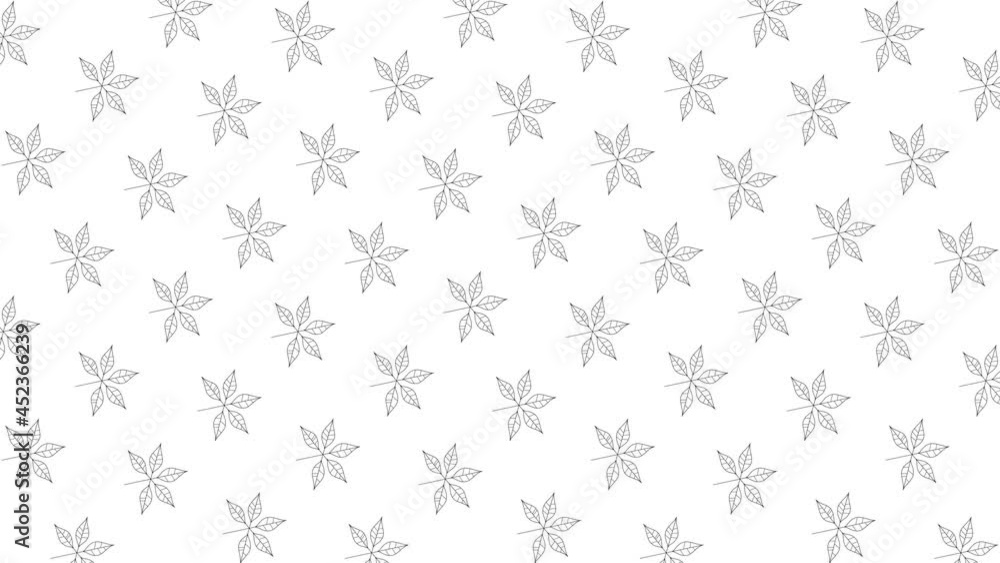 Poster chestnut tree leaves black thin line icons on a white background. seamless loop motion graphic patte