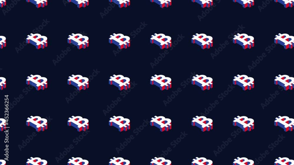 Aufkleber animated pattern with isometric symbols of cryptocurrency bitcoin. simple seamless loop modern motio
