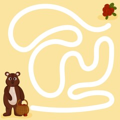 Fun maze for younger children. A collection of children's educational games. Vector cartoon style