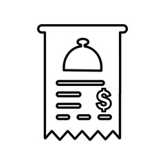 Bill, food, receipt outline icon. Line art design.