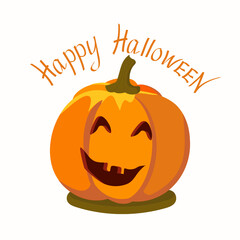 Happy Halloween! Halloween pumpkin. Holiday attribute. Vector illustration.