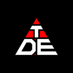 TDE triangle letter logo design with triangle shape. TDE triangle logo design monogram. TDE triangle vector logo template with red color. TDE triangular logo Simple, Elegant, and Luxurious Logo. TDE 