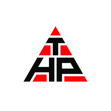 THP triangle letter logo design with triangle shape. THP triangle logo design monogram. THP triangle vector logo template with red color. THP triangular logo Simple, Elegant, and Luxurious Logo. THP 