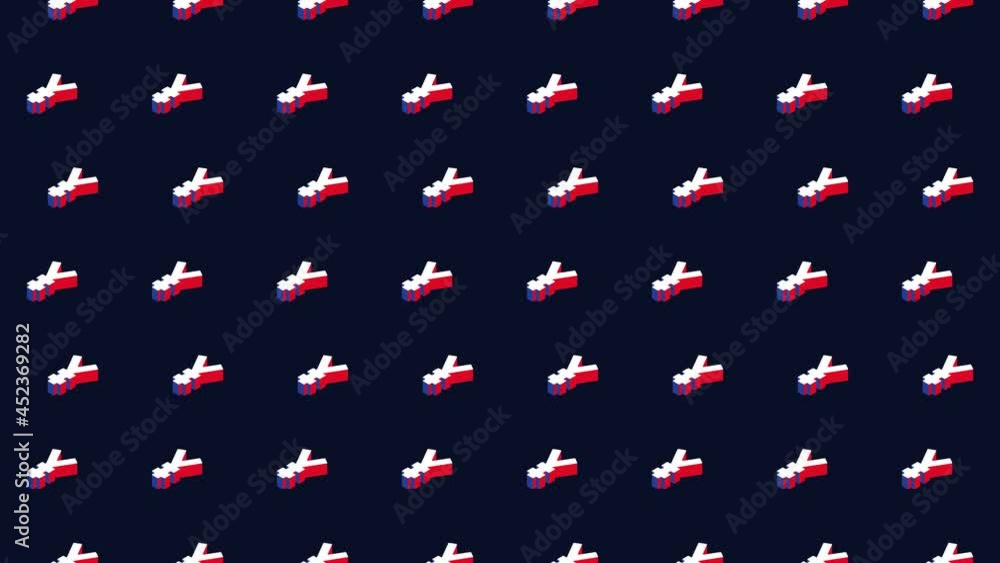 Aufkleber Isometric symbols of Japanese currency Yen in animated mosaic. Simple seamless loop modern motion graphics background
