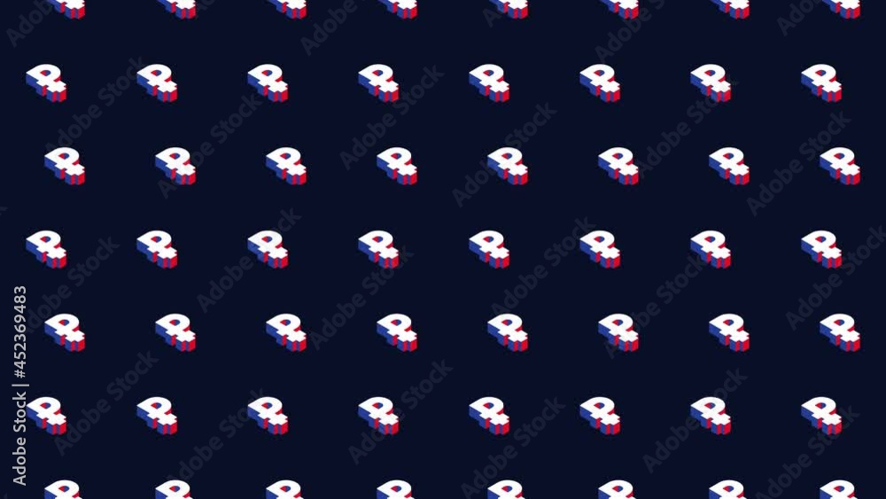Aufkleber Isometric symbols of Russian currency Ruble in animated pattern. Simple seamless loop modern motion graphics background