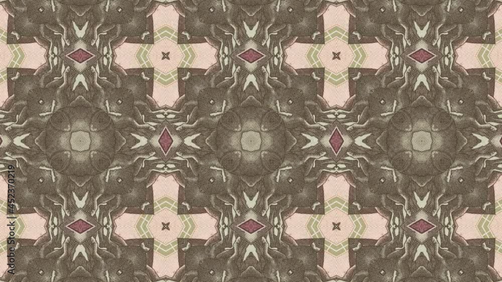Poster animated mosaic pattern with 100 russian rubles banknote. creative seamless loop motion graphic fina