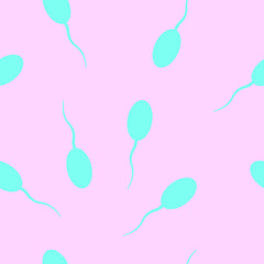 Tadpoles seamless vector pattern. Pink background.