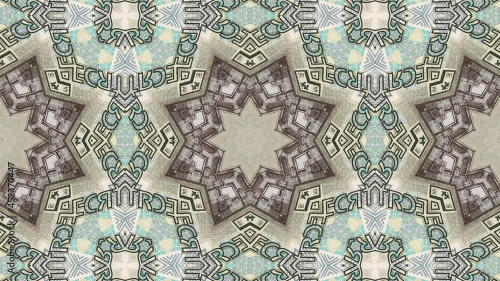 Poster animated mosaic pattern with 10 russian rubles banknote. creative seamless loop motion graphic finan