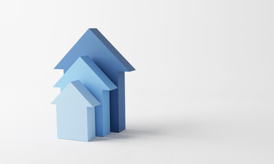 Blue stair step to growth success, 3d render, progress way and forward achievement creative concept, copy space.