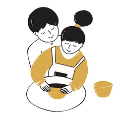 A couple of lovers make a clay pot on a potter's wheel.