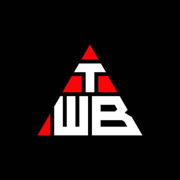 TWB triangle letter logo design with triangle shape. TWB triangle logo design monogram. TWB triangle vector logo template with red color. TWB triangular logo Simple, Elegant, and Luxurious Logo. TWB 