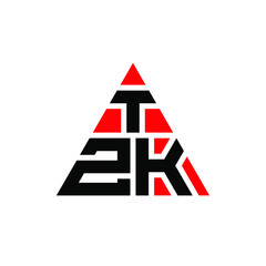 TZK triangle letter logo design with triangle shape. TZK triangle logo design monogram. TZK triangle vector logo template with red color. TZK triangular logo Simple, Elegant, and Luxurious Logo. TZK 