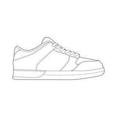 Hand drawn sketch of shoes, sneakers for summer. Outline vector stock illustration.