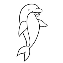 Cute cartoon dolphin, coloring page