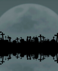vector halloween night moon horror people dead love 