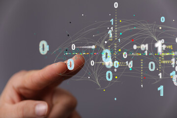 Molecular background with DNA. Network with connecting dots and lines.