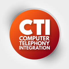 CTI - Computer Telephony Integration acronym, technology concept background
