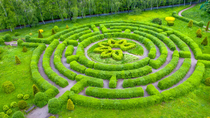 Naklejka premium Topiary garden in the shape of a labyrinth.