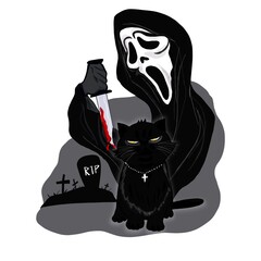 Scary halloween ghost on white background