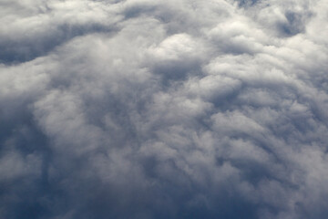 The sky above the clouds before dawn. Wonderful heavenly landscape.