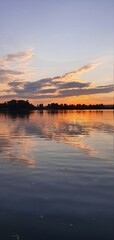 incredible sunset over a large lake.