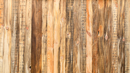Yellow wooden wall with old boards, texture of natural materials.