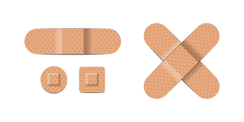 Realistic aids bandages isolated on white background, vector illustration
