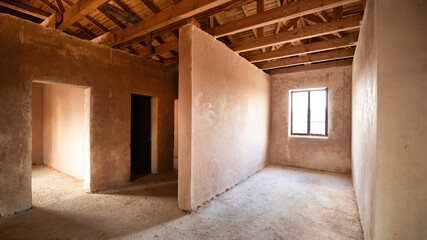 Fototapeta na wymiar Interior of a new home, apartment or house before renovation.