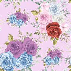 Fototapeta na wymiar Elegant floral seamless pattern with colorful flower decorations