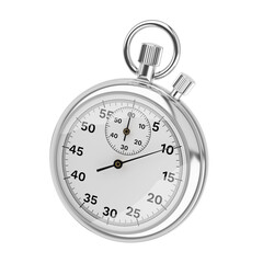 Metallic mechanical stopwatch isolated. 3d rendering.