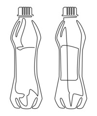 Plastic bottle for water and drinks. Continuous line drawing. Vector illustration
