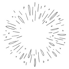 Fototapeta premium Sunburst doodle illustration. Star burst hand drawn linear explosion. Handmade Design elements.
