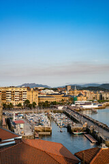 A view to basin of the port in old part of the city of San Sebastian, Spain