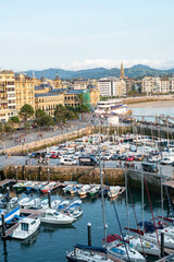 A view to basin of the port in old part of the city of San Sebastian, Spain