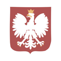 Vector color hand drawn illustration Coat of Arms of Poland. Isolated on white background.