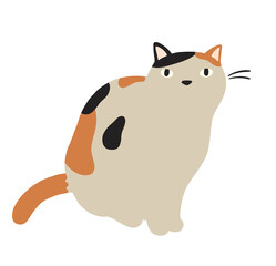 見上げる猫のイラスト-ミケ猫