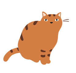 見上げる猫のイラスト-トラ猫