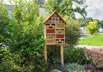 Hotel for insects in the garden.