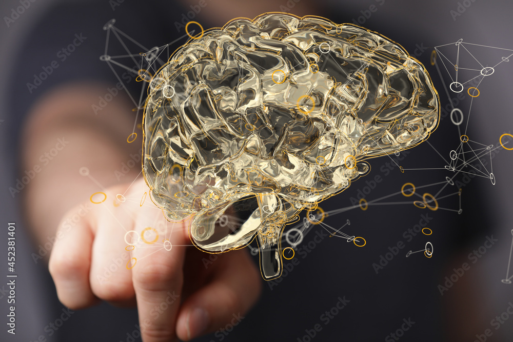 Poster artificial intelligence. technology web background. virtual concept