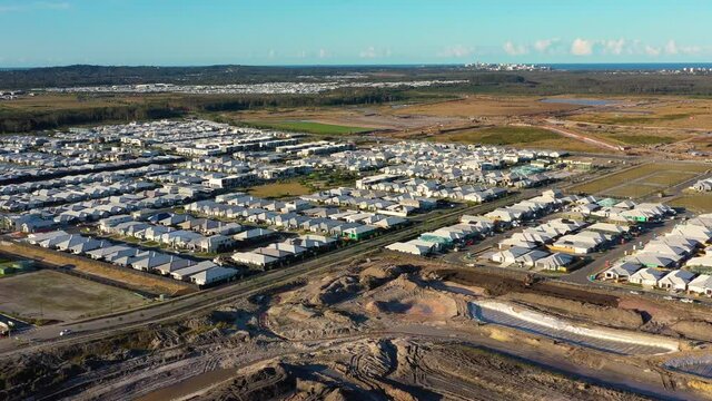 Aerial view of Aura, a planned city, Caloundra, Sunshine Coast, Queensland, Australia