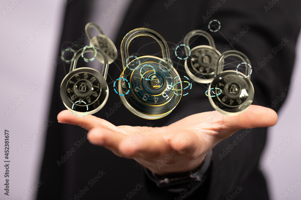 Poster personal data security illustrates cyber data or information